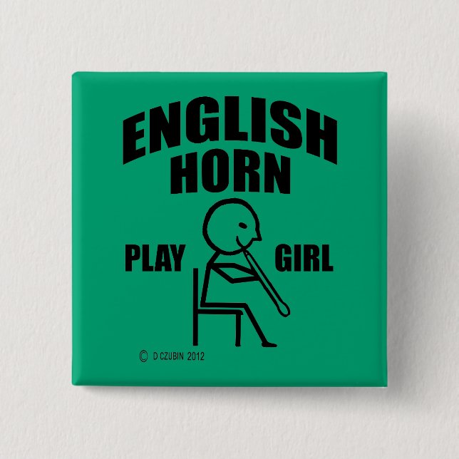 English Horn Play Girl 15 Cm Square Badge (Front)