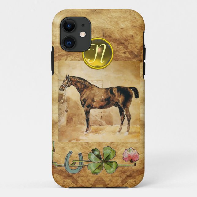 ENGLISH HORSE ,HORSESHOE AND SHAMROCK  MONOGRAM Case-Mate iPhone CASE (Back)
