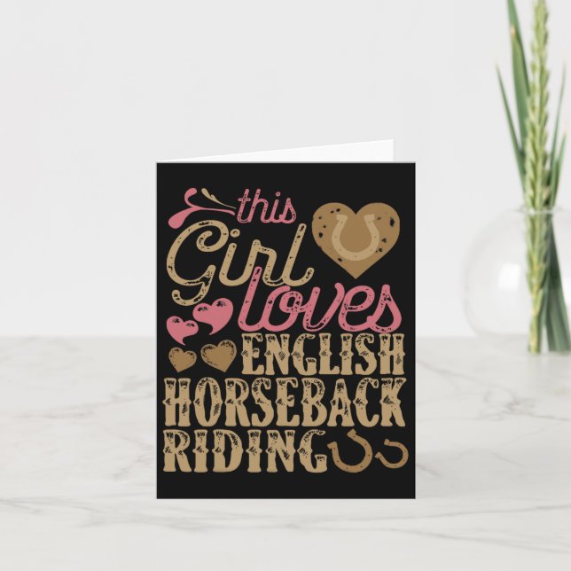 English Horseback Riding Shirt Gift Tee Present Ho Card (Front)