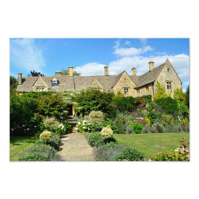 English house with flower garden photo print (Front)