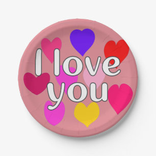 English - I love you Paper Plate