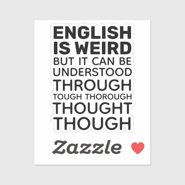 English is Weird Funny Grammar Contour Cut (Sheet)