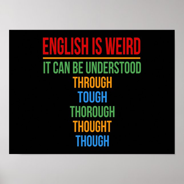 English Is Weird Language Teacher Grammar Student Poster (Front)