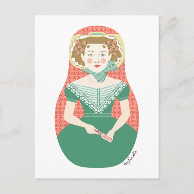 English Ivy Matryoshka Postcard (Front)