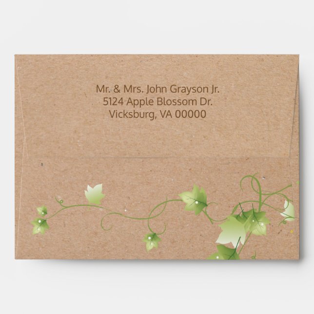 English Ivy Wedding Envelope (Back (Top Flap))
