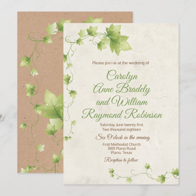 English Ivy Wedding Invitation (Front/Back)