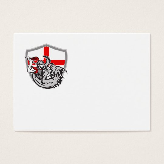 English Knight Fighting Dragon England Flag Shield Business Card