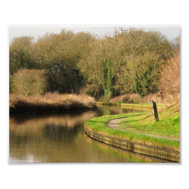 English Landscape Canal Narrowboat Pond Water Photo Print (Front)