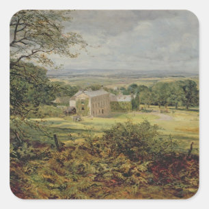 English landscape with a house, 19th century square sticker