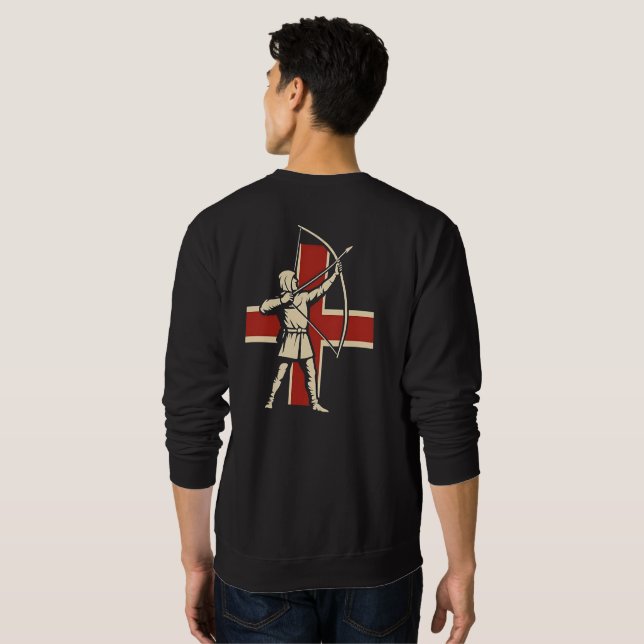 English Longbow Archer St George Cross Sweatshirt (Back Full)