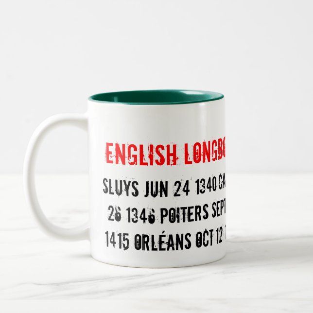 English Longbow Tour 1340 - 1453, Sluys Jun 24 ... Two-Tone Coffee Mug (Left)