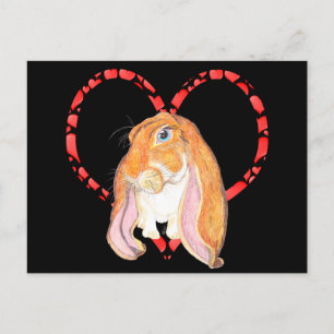 ENGLISH LOP HEART HOLIDAY POSTCARD