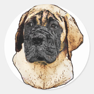 English Mastiff Art Gifts Classic Round Sticker