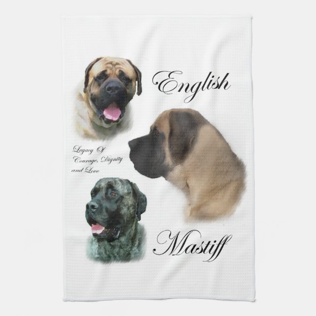 English Mastiff Art Tea Towel (Vertical)