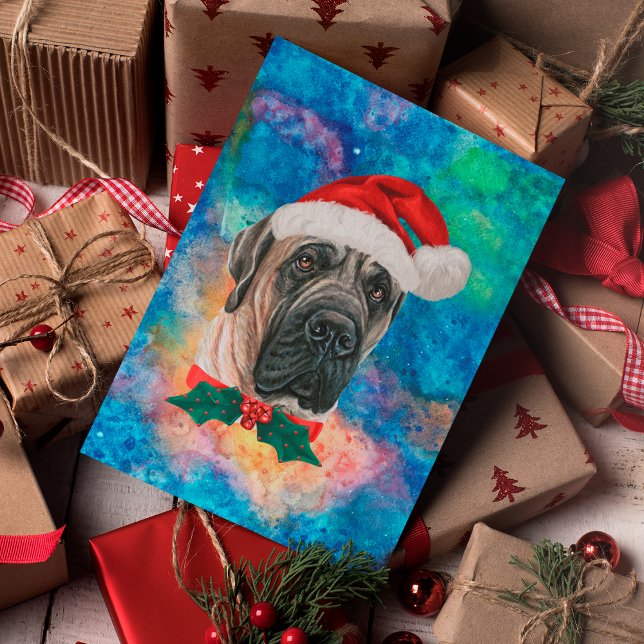 English Mastiff Breed Dog Christmas Holiday Postcard (Creator Uploaded)