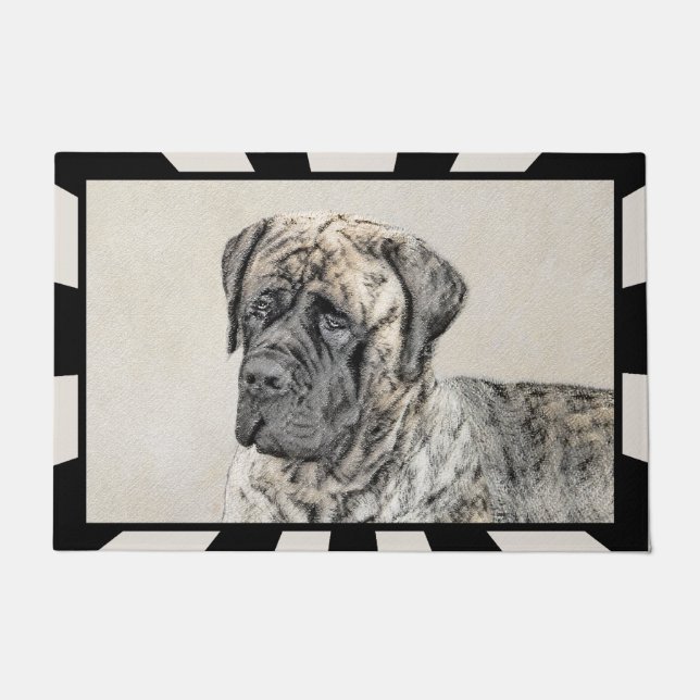 English Mastiff (Brindle) Painting - Dog Art Doormat (Front)