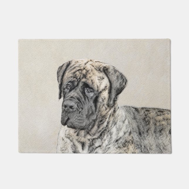 English Mastiff (Brindle) Painting - Dog Art Doormat (Front)
