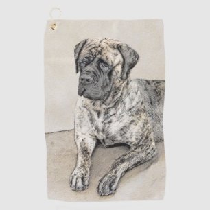 English Mastiff (Brindle) Painting - Dog Art Golf Towel