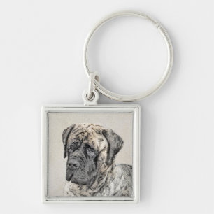 English Mastiff (Brindle) Painting - Dog Art Key Ring