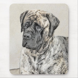 English Mastiff (Brindle) Painting - Dog Art Mouse Mat