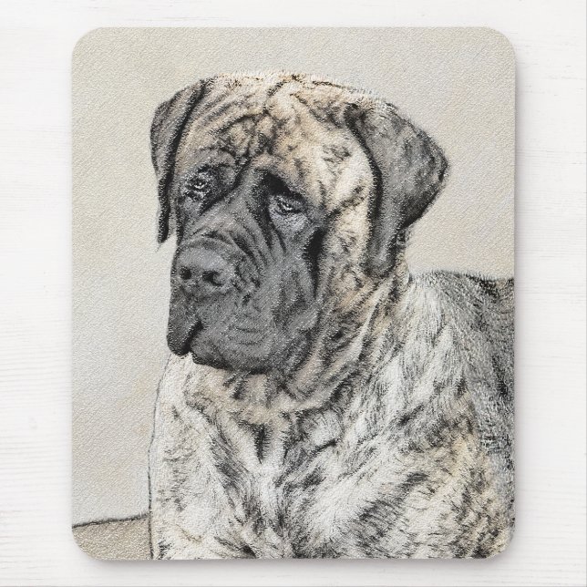 English Mastiff (Brindle) Painting - Dog Art Mouse Mat (Front)