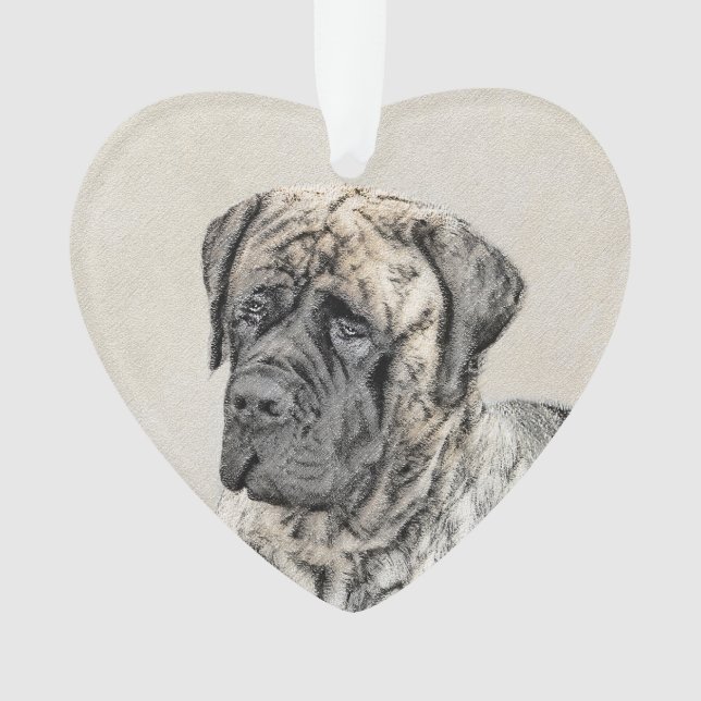 English Mastiff (Brindle) Painting - Dog Art Ornament (Front)