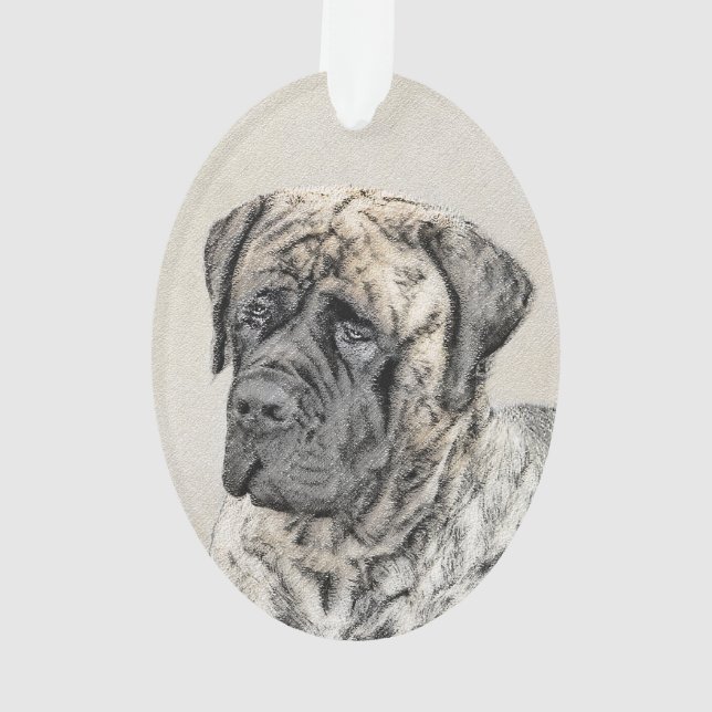 English Mastiff (Brindle) Painting - Dog Art Ornament (Back)