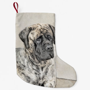 English Mastiff (Brindle) Painting - Dog Art Small Christmas Stocking