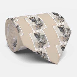English Mastiff (Brindle) Painting - Dog Art Tie