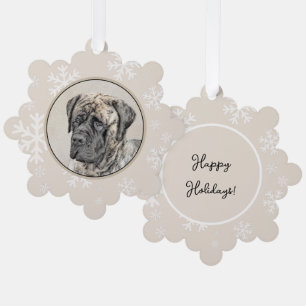 English Mastiff (Brindle) Painting - Dog Art Tree Decoration Card