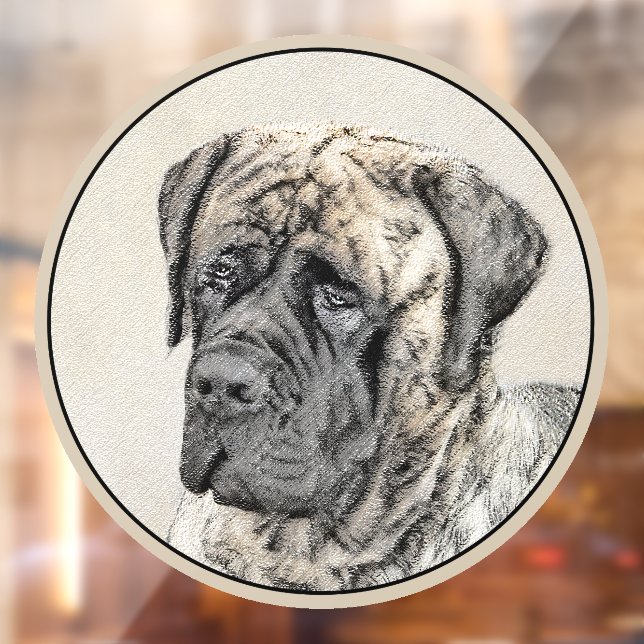 English Mastiff (Brindle) Painting - Dog Art Window Cling (Sheet 2)