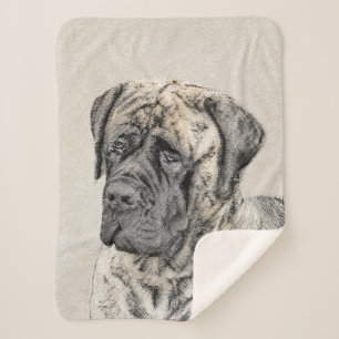 English Mastiff (Brindle) Painting - Original Dog Sherpa Blanket