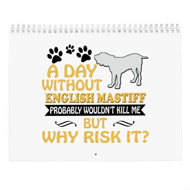English Mastiff Calendar 2019 2020 Gifts Women Mum (Back)