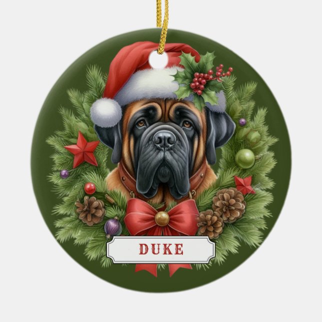 English Mastiff Ceramic Circle Ornament (Front)