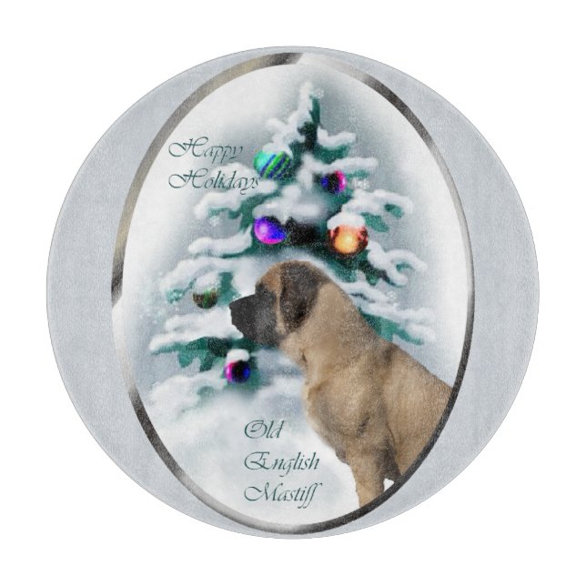 English Mastiff Christmas Cutting Board (Front)