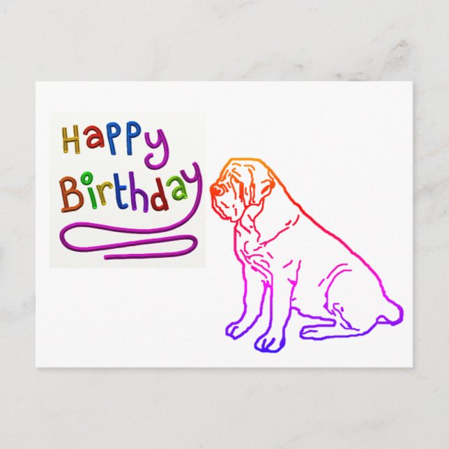 English Mastiff colorful font Dogge Postcard (Front)