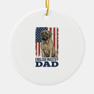 English Mastiff Dad Patriotic Vintage Dog Design_1 Ceramic Tree Decoration