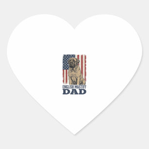 English Mastiff Dad Patriotic Vintage Dog Design_1 Heart Sticker