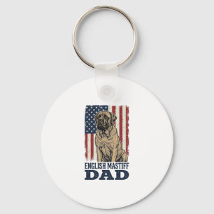 English Mastiff Dad Patriotic Vintage Dog Design_1 Key Ring