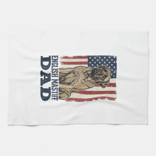 English Mastiff Dad Patriotic Vintage Dog Design_1 Tea Towel