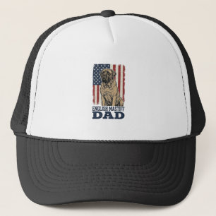 English Mastiff Dad Patriotic Vintage Dog Design_1 Trucker Hat