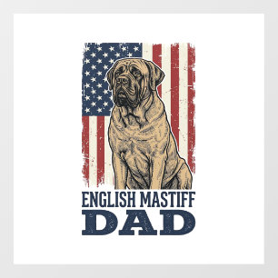 English Mastiff Dad Patriotic Vintage Dog Design_1 Window Cling