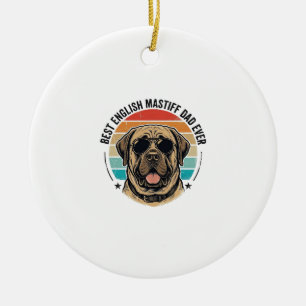 English Mastiff Dad Vintage Sunset Dog Vector Desi Ceramic Tree Decoration