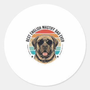 English Mastiff Dad Vintage Sunset Dog Vector Desi Classic Round Sticker