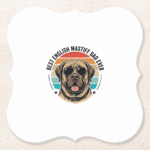English Mastiff Dad Vintage Sunset Dog Vector Desi Paper Coaster