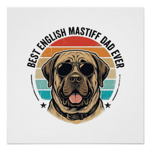 English Mastiff Dad Vintage Sunset Dog Vector Desi Poster