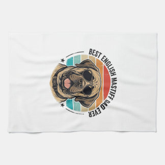 English Mastiff Dad Vintage Sunset Dog Vector Desi Tea Towel
