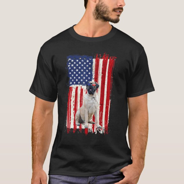 English Mastiff Dog American Flag Patriotic Pet 4t T-Shirt (Front)
