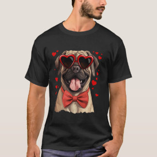 English Mastiff Dog Hearts Sunglasses Bow Tie Vale T-Shirt