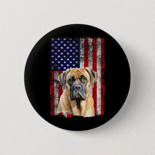 English Mastiff Dog Lover US Flag 4th of July 6 Cm Round Badge